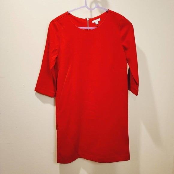 Gap 3/4 Sleeves Red Midi Dress Size 0 - Picture 1 of 10